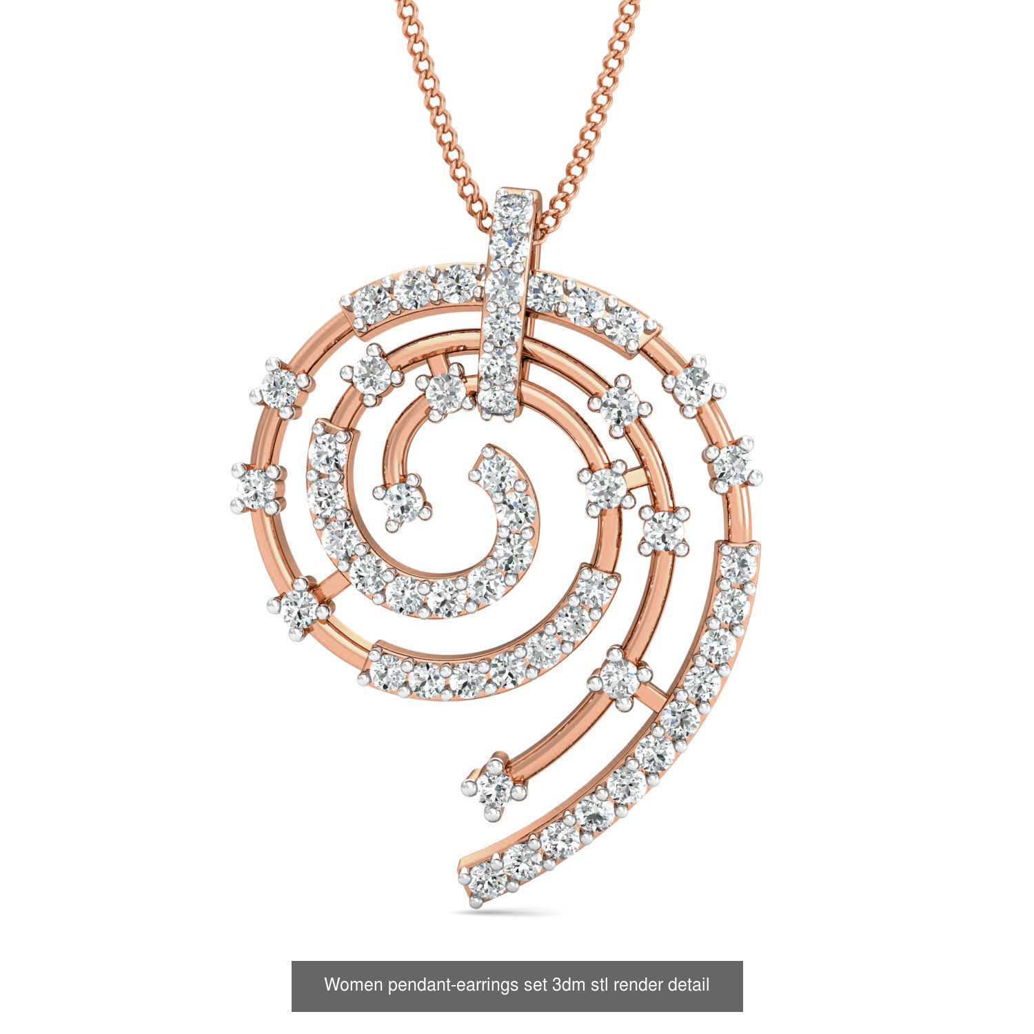 172 Women pendant-earrings set 3dm render detail  3D Model Collection_173