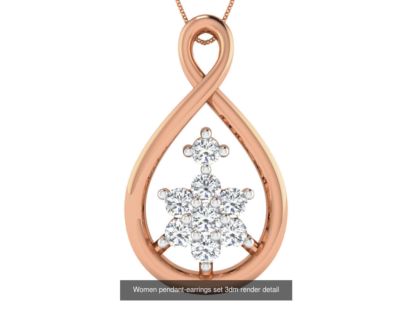 172 Women pendant-earrings set 3dm render detail  3D Model Collection_16