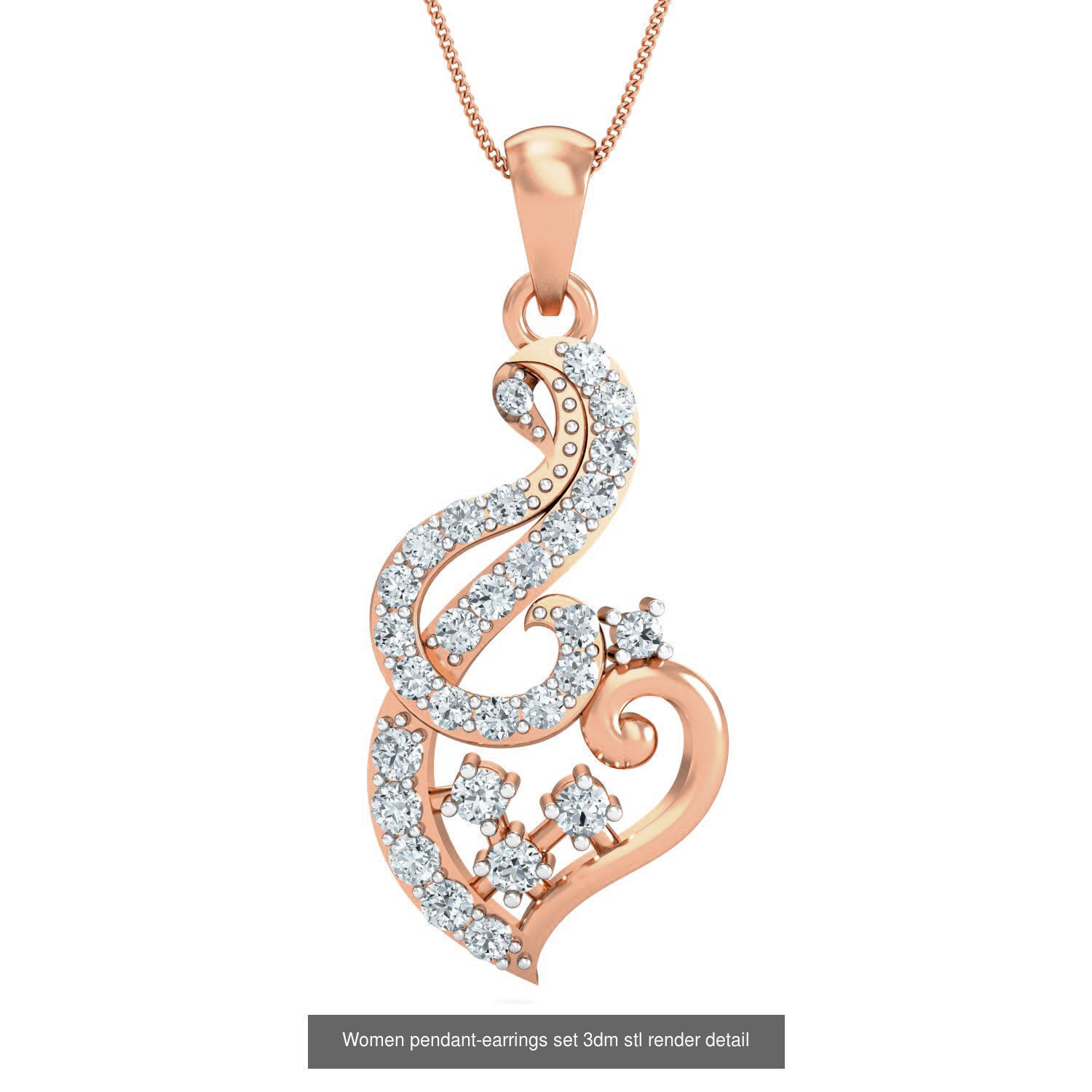 172 Women pendant-earrings set 3dm render detail  3D Model Collection_75