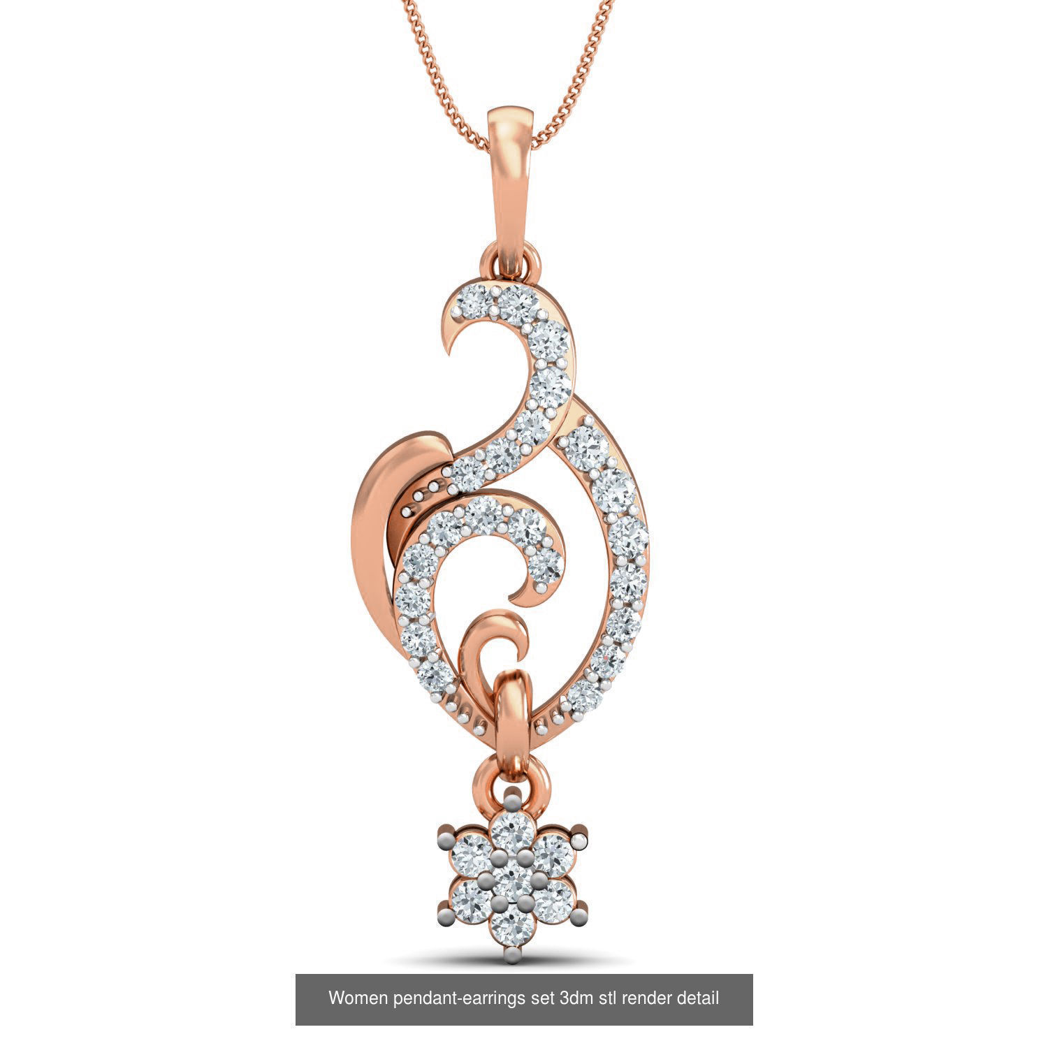 172 Women pendant-earrings set 3dm render detail  3D Model Collection_73