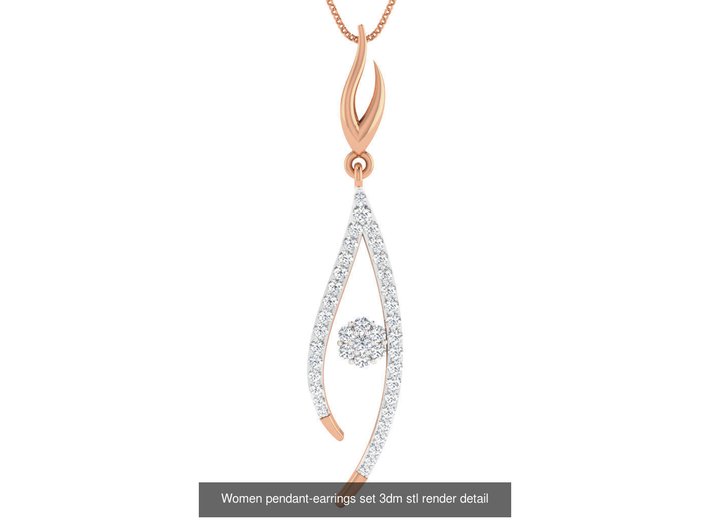 172 Women pendant-earrings set 3dm render detail  3D Model Collection_31