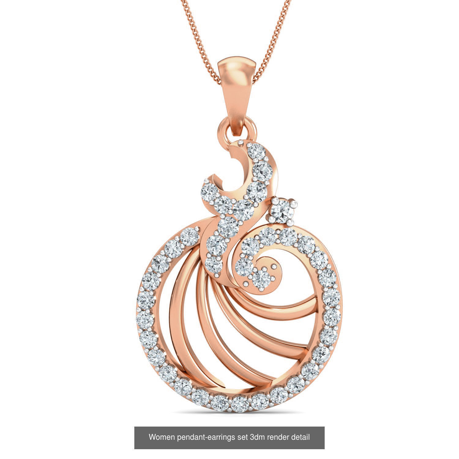 172 Women pendant-earrings set 3dm render detail  3D Model Collection_80