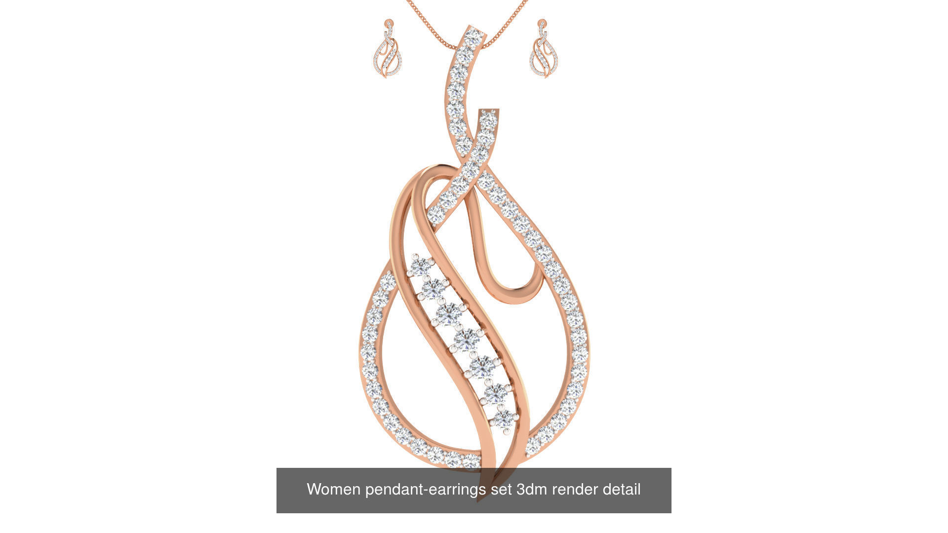 172 Women pendant-earrings set 3dm render detail  3D Model Collection_91