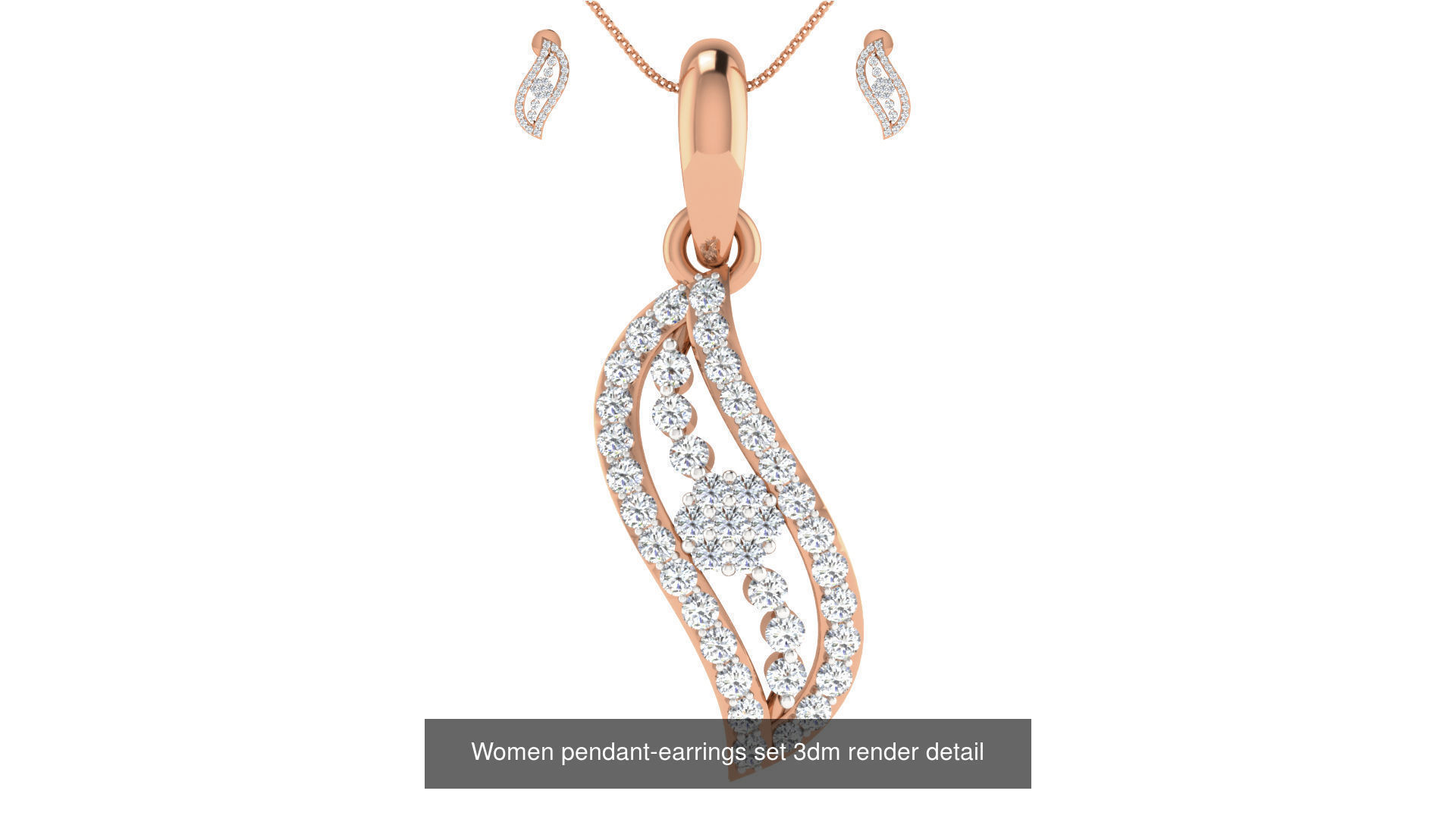 172 Women pendant-earrings set 3dm render detail  3D Model Collection_139