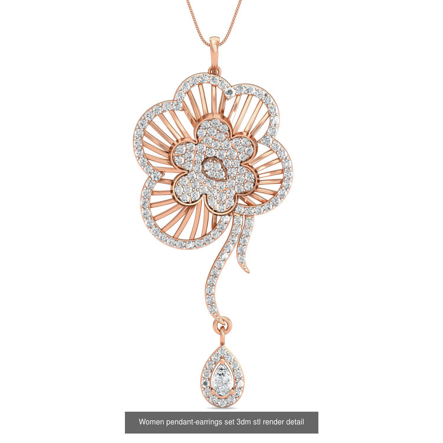 172 Women pendant-earrings set 3dm render detail  3D Model Collection_159