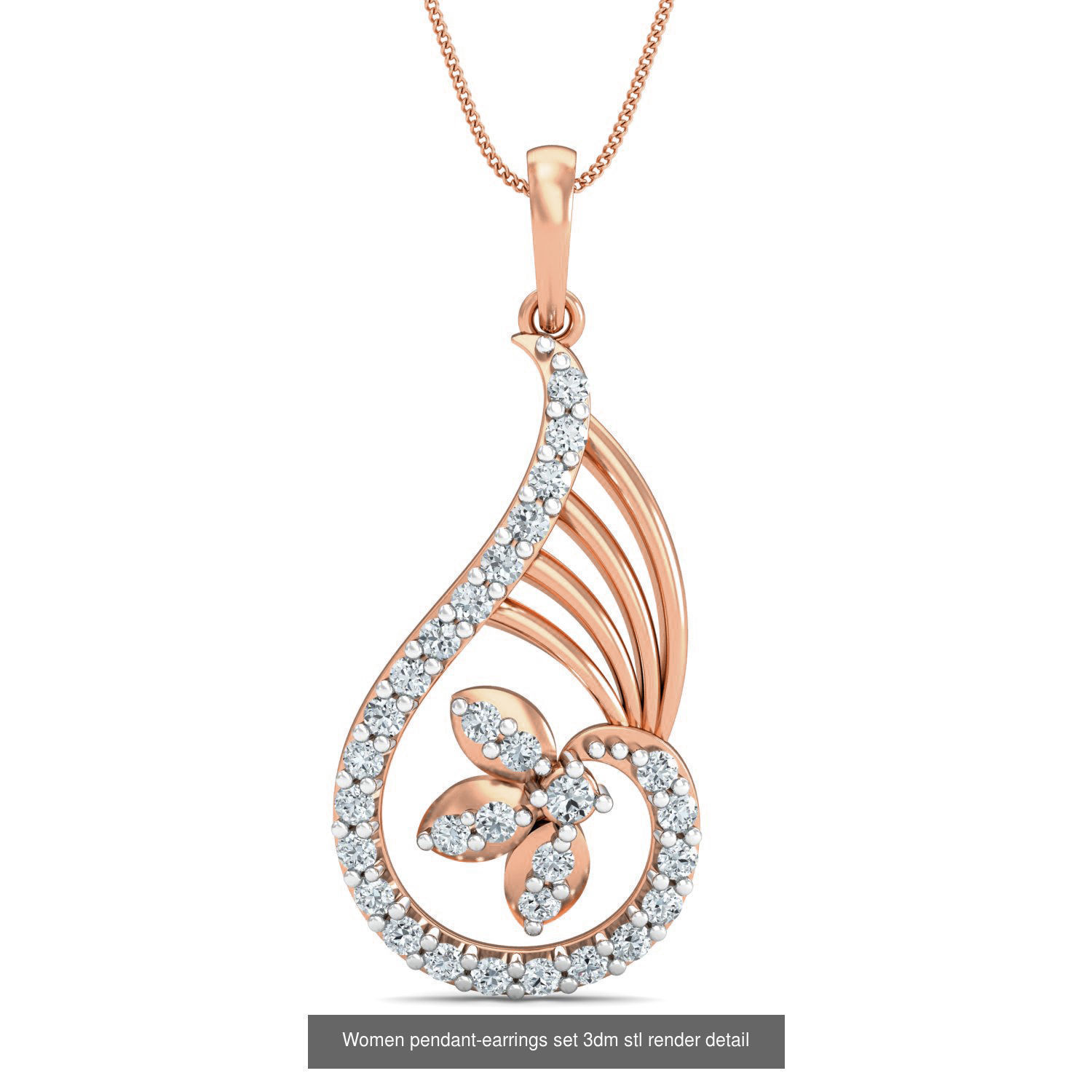 172 Women pendant-earrings set 3dm render detail  3D Model Collection_82