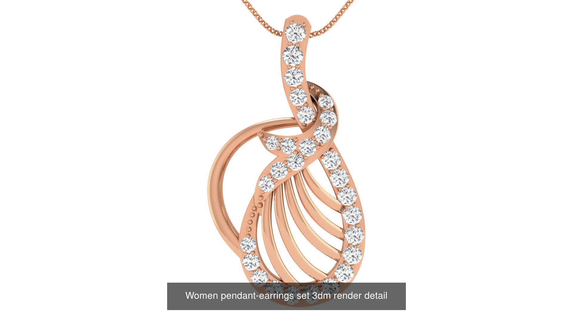 172 Women pendant-earrings set 3dm render detail  3D Model Collection_135