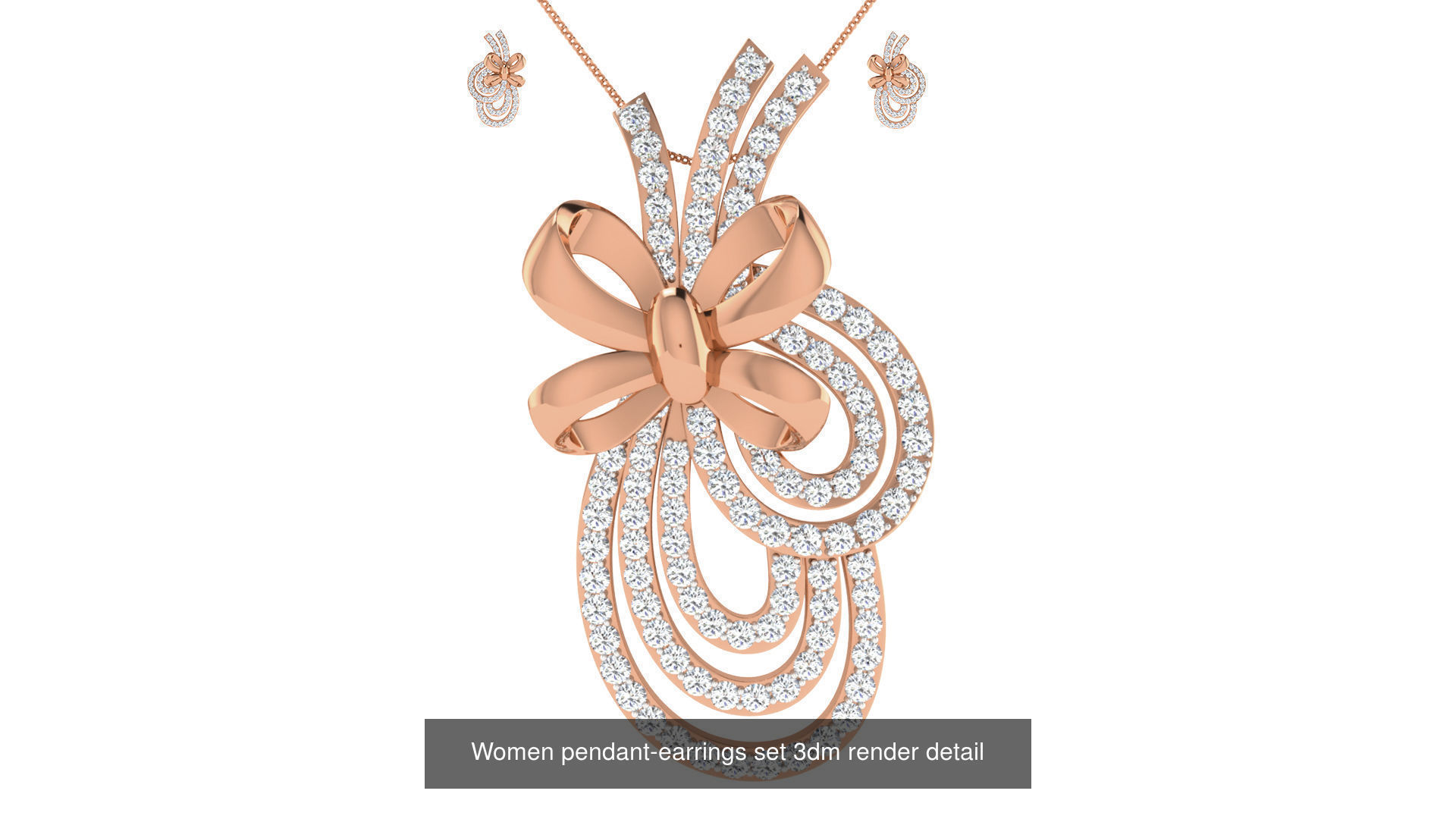 172 Women pendant-earrings set 3dm render detail  3D Model Collection_112
