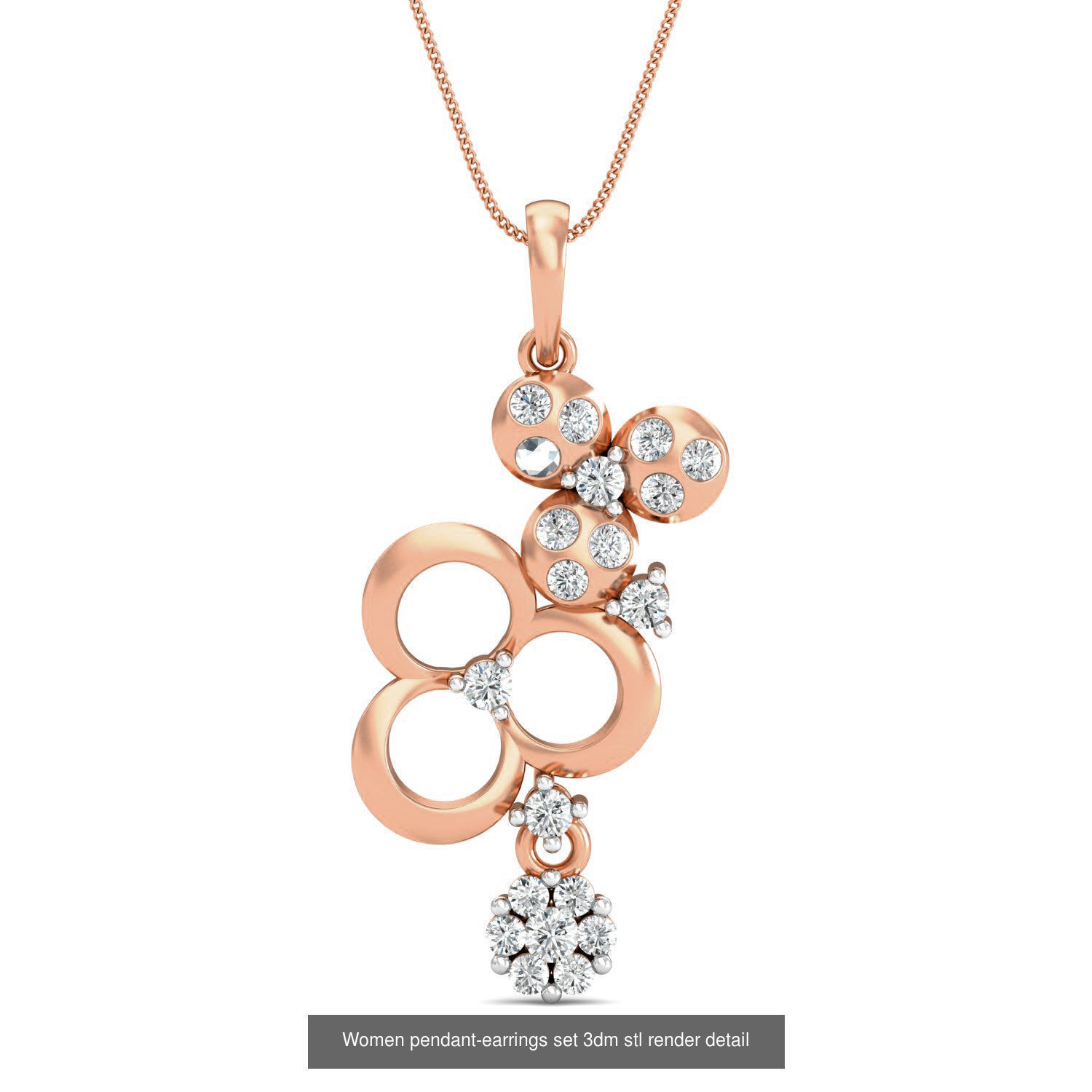 172 Women pendant-earrings set 3dm render detail  3D Model Collection_151