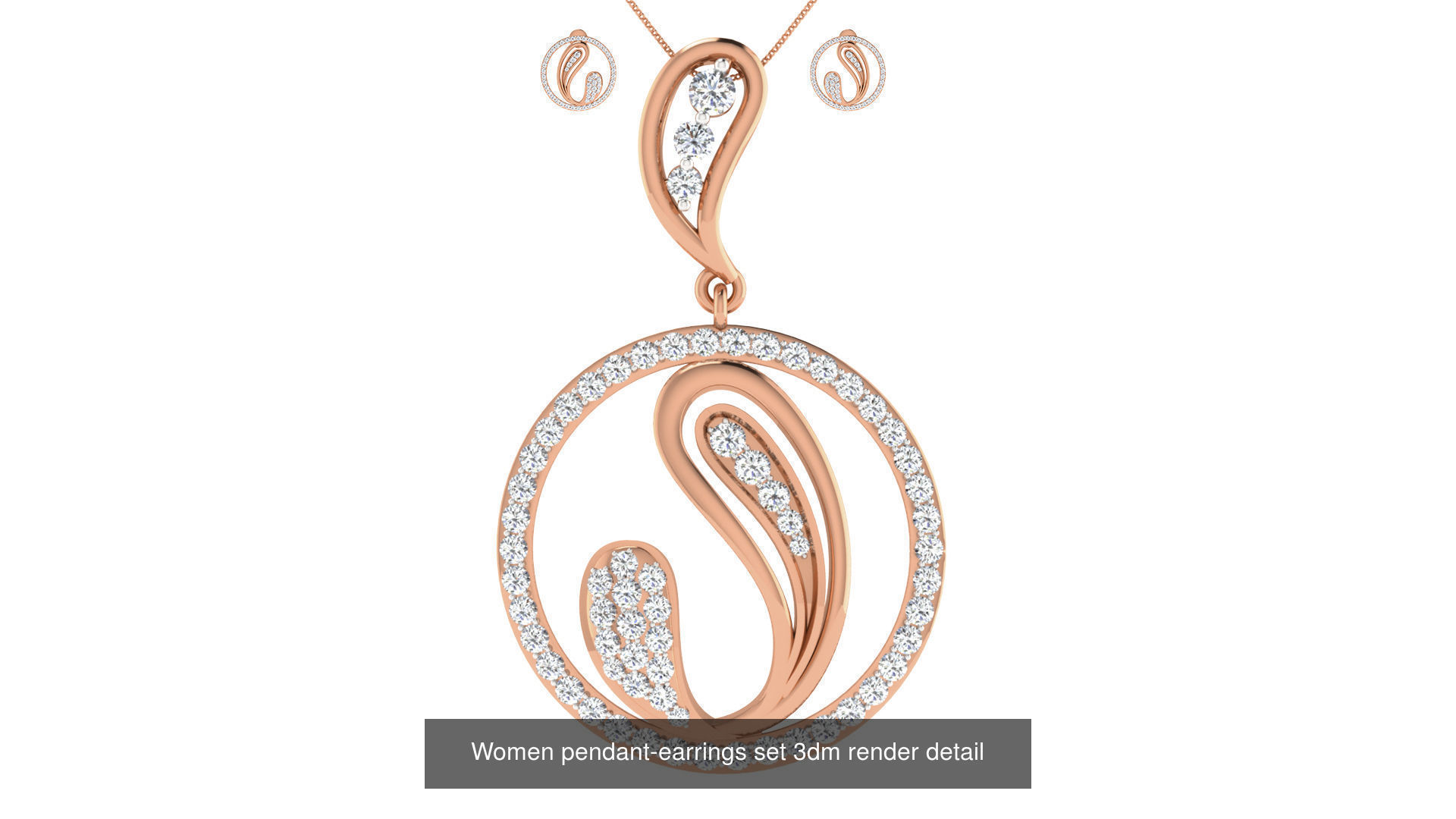 172 Women pendant-earrings set 3dm render detail  3D Model Collection_89