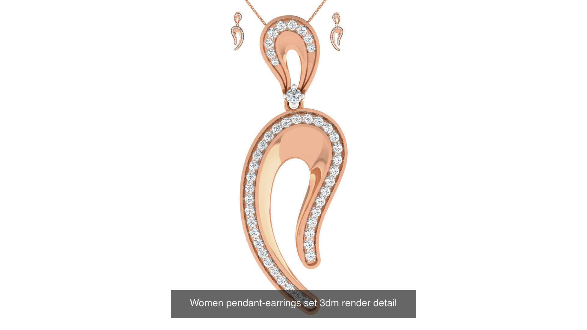 172 Women pendant-earrings set 3dm render detail  3D Model Collection_104