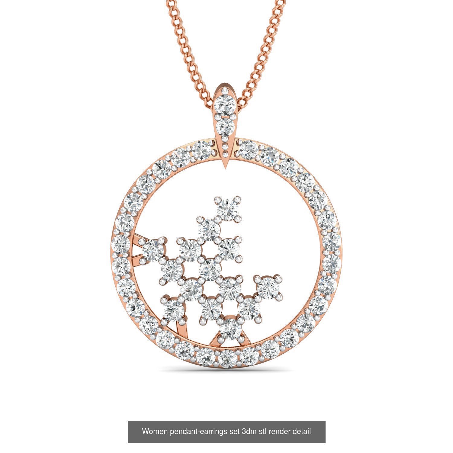 172 Women pendant-earrings set 3dm render detail  3D Model Collection_170