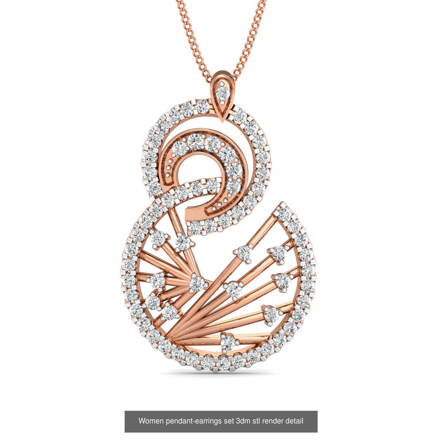 172 Women pendant-earrings set 3dm render detail  3D Model Collection_154