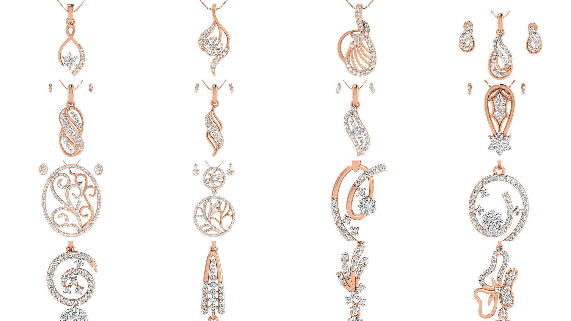 172 Women pendant-earrings set 3dm render detail  3D Model Collection_4