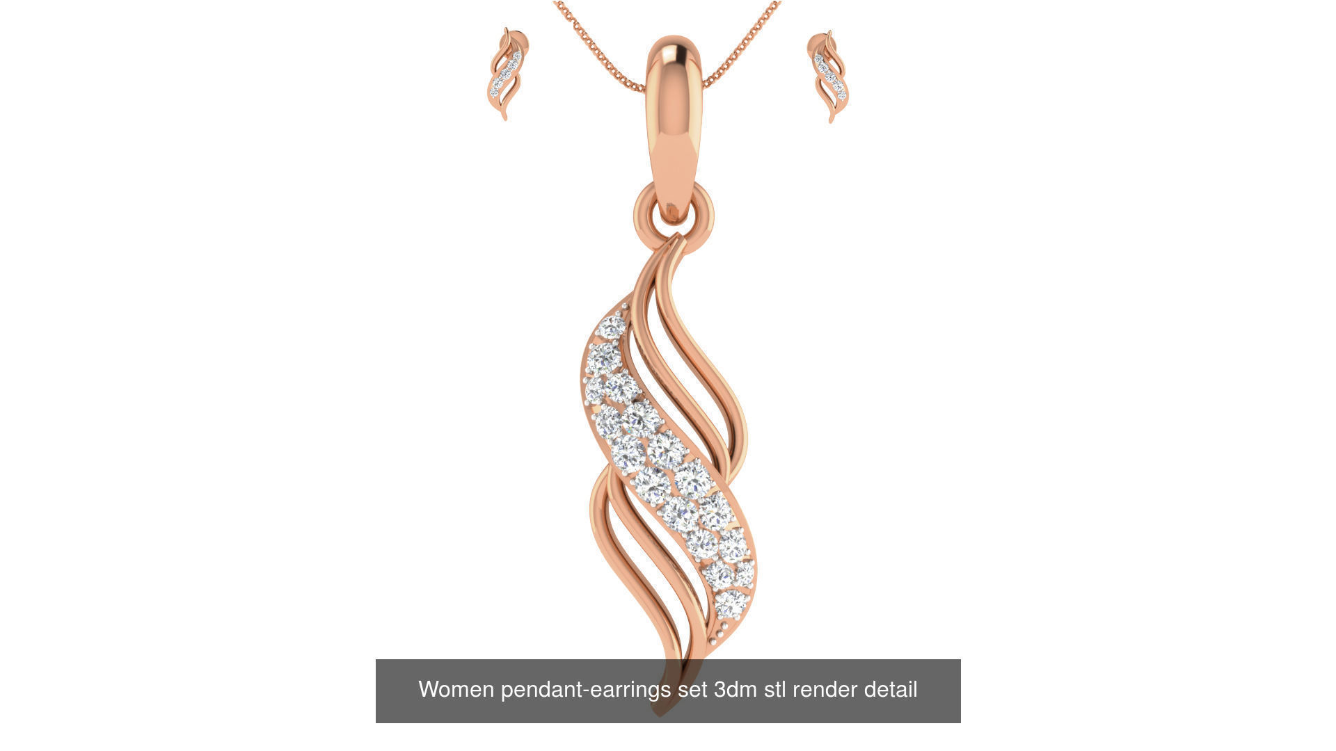 172 Women pendant-earrings set 3dm render detail  3D Model Collection_138