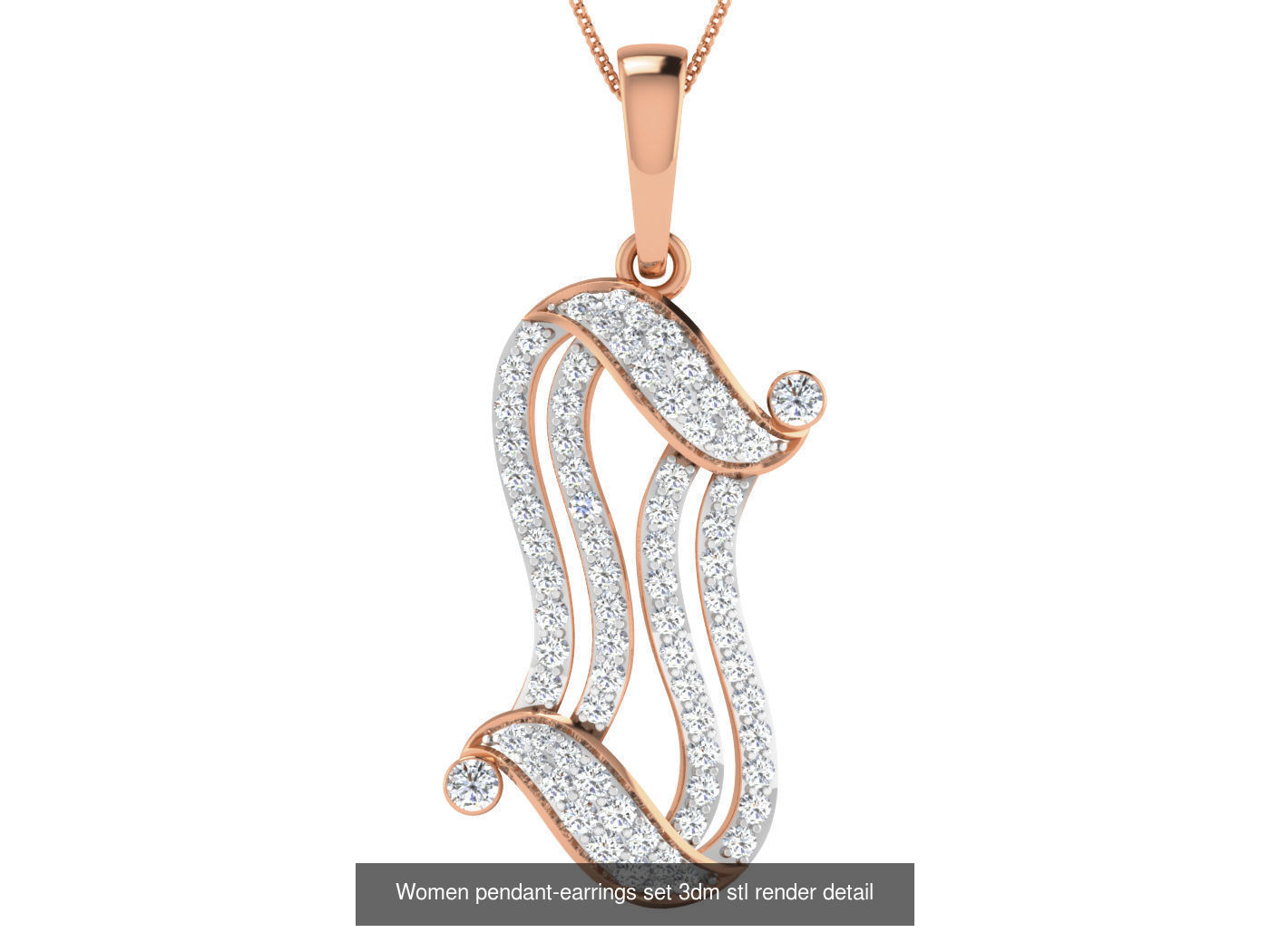 172 Women pendant-earrings set 3dm render detail  3D Model Collection_52