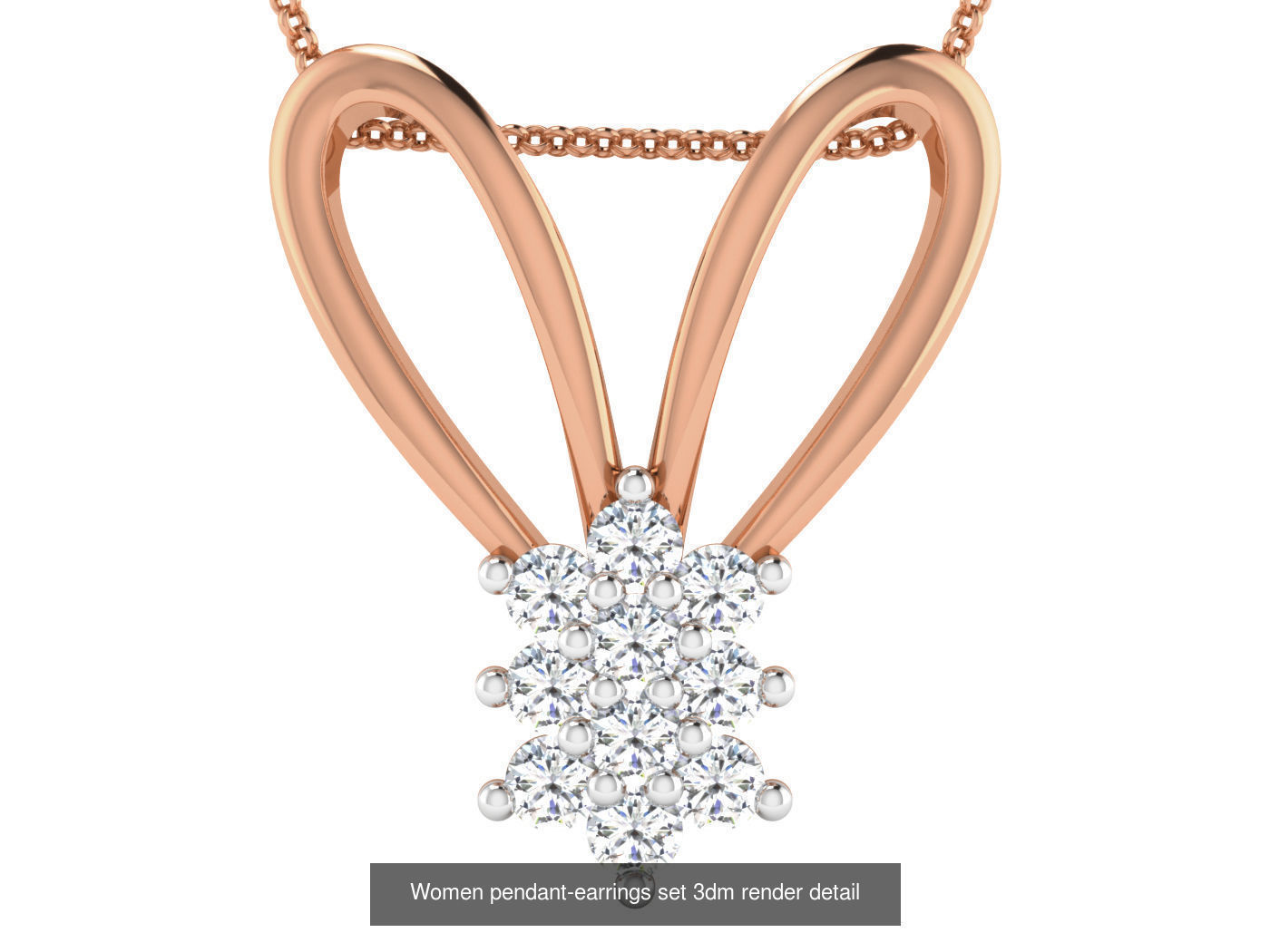 172 Women pendant-earrings set 3dm render detail  3D Model Collection_13