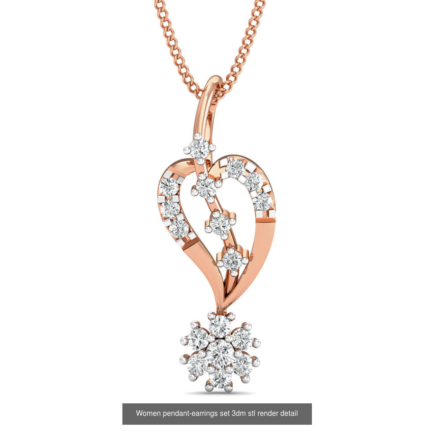 172 Women pendant-earrings set 3dm render detail  3D Model Collection_149