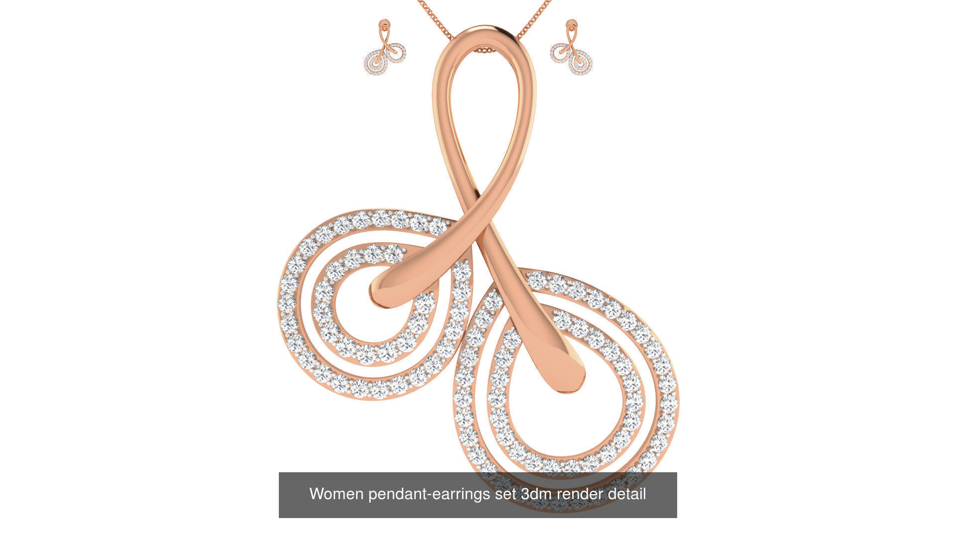 172 Women pendant-earrings set 3dm render detail  3D Model Collection_87