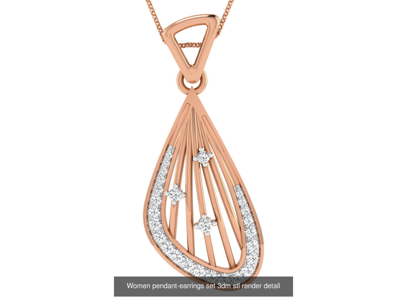 172 Women pendant-earrings set 3dm render detail  3D Model Collection_27