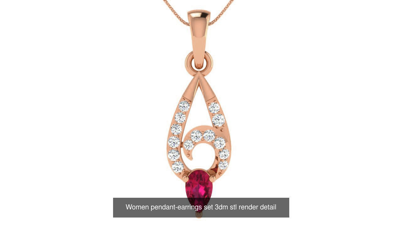 172 Women pendant-earrings set 3dm render detail  3D Model Collection_120