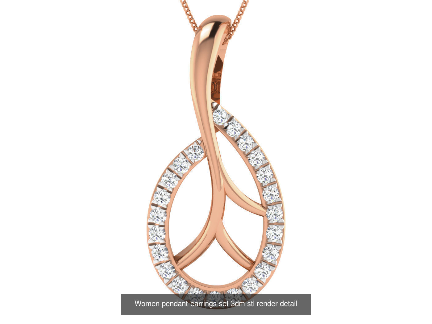 172 Women pendant-earrings set 3dm render detail  3D Model Collection_6