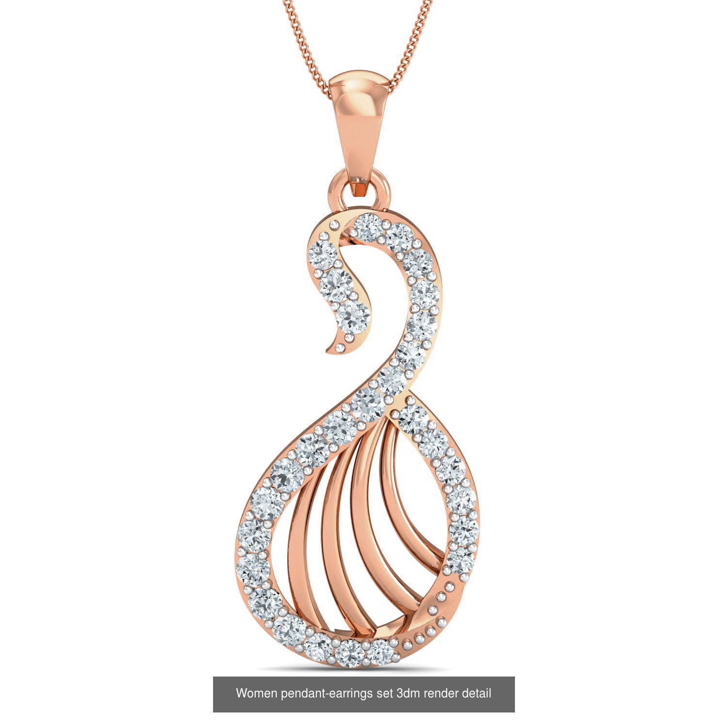 172 Women pendant-earrings set 3dm render detail  3D Model Collection_79
