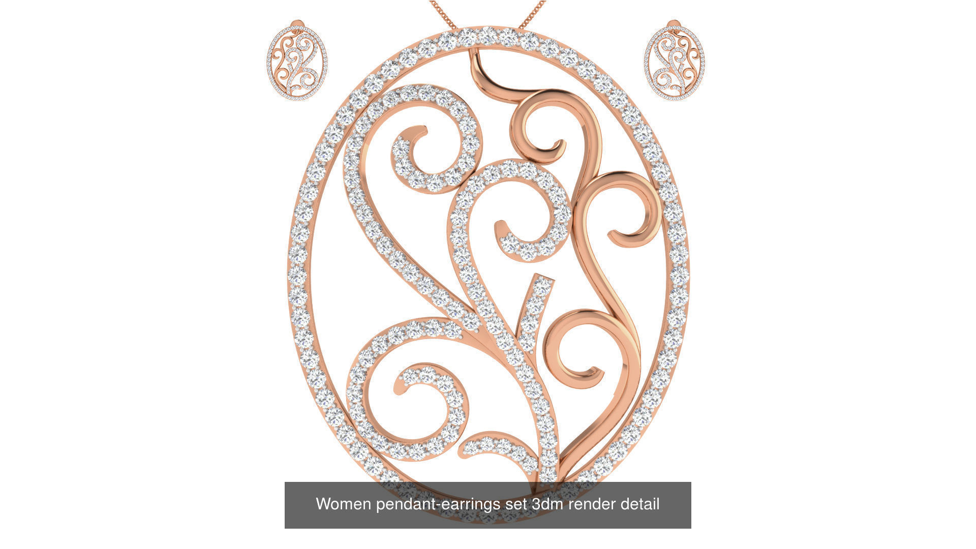 172 Women pendant-earrings set 3dm render detail  3D Model Collection_141