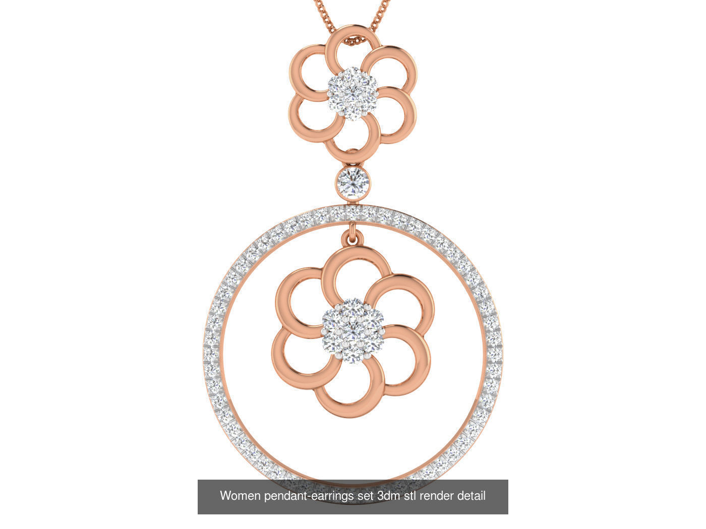 172 Women pendant-earrings set 3dm render detail  3D Model Collection_35