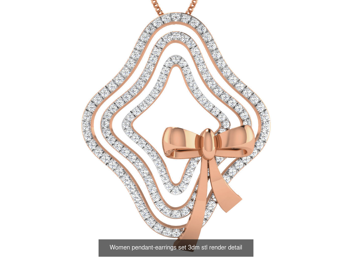 172 Women pendant-earrings set 3dm render detail  3D Model Collection_50