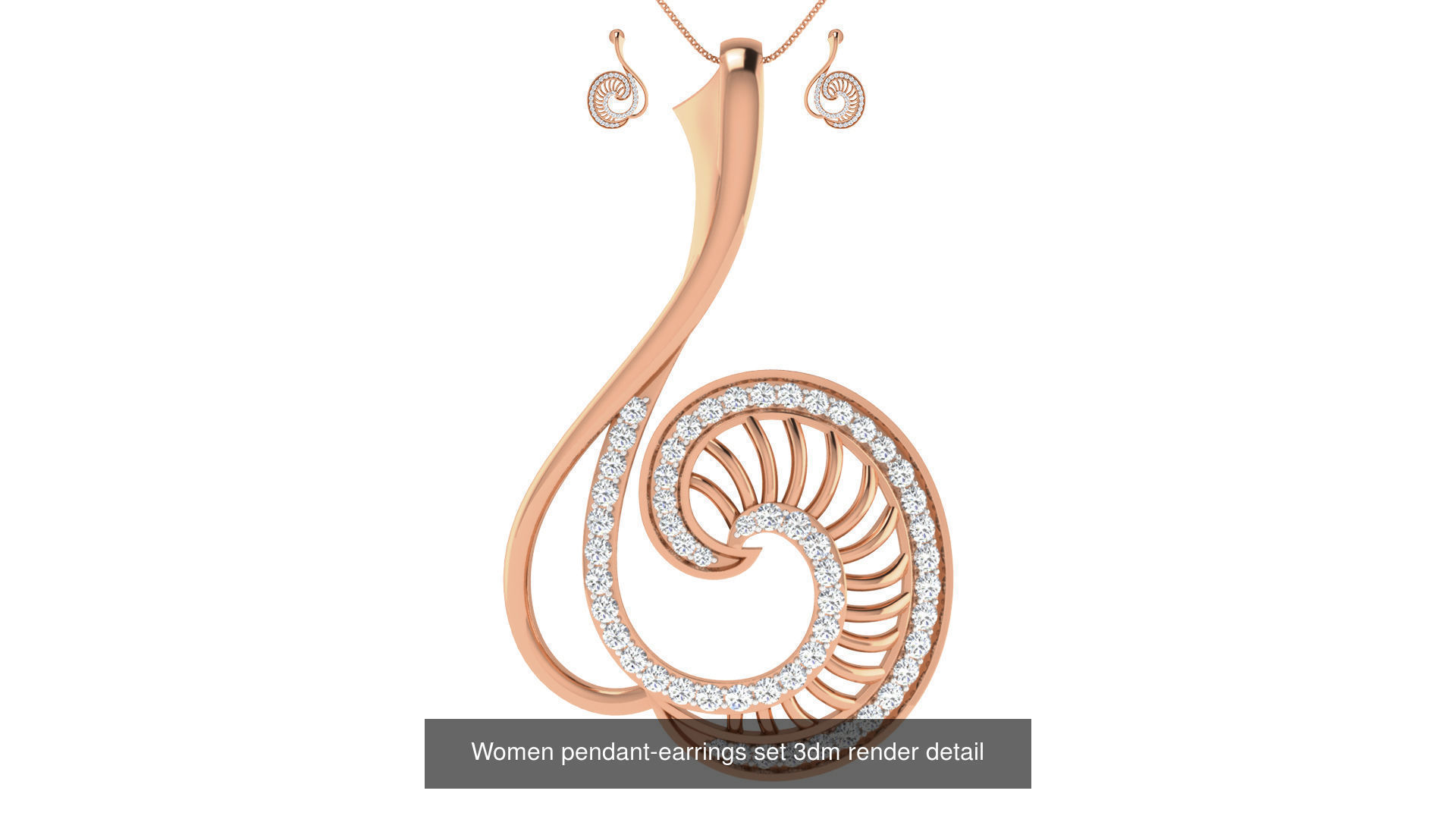 172 Women pendant-earrings set 3dm render detail  3D Model Collection_98