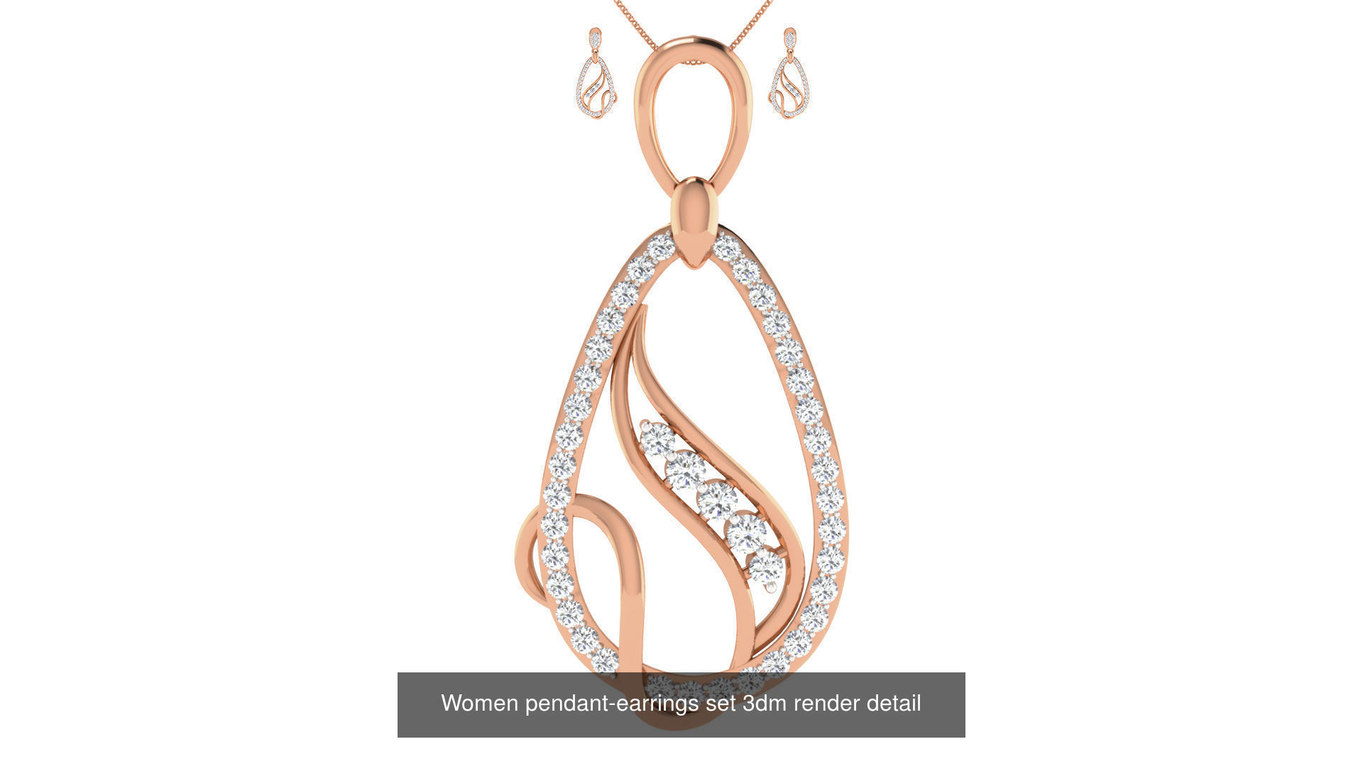 172 Women pendant-earrings set 3dm render detail  3D Model Collection_93