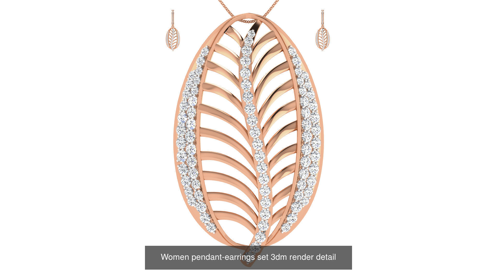 172 Women pendant-earrings set 3dm render detail  3D Model Collection_85