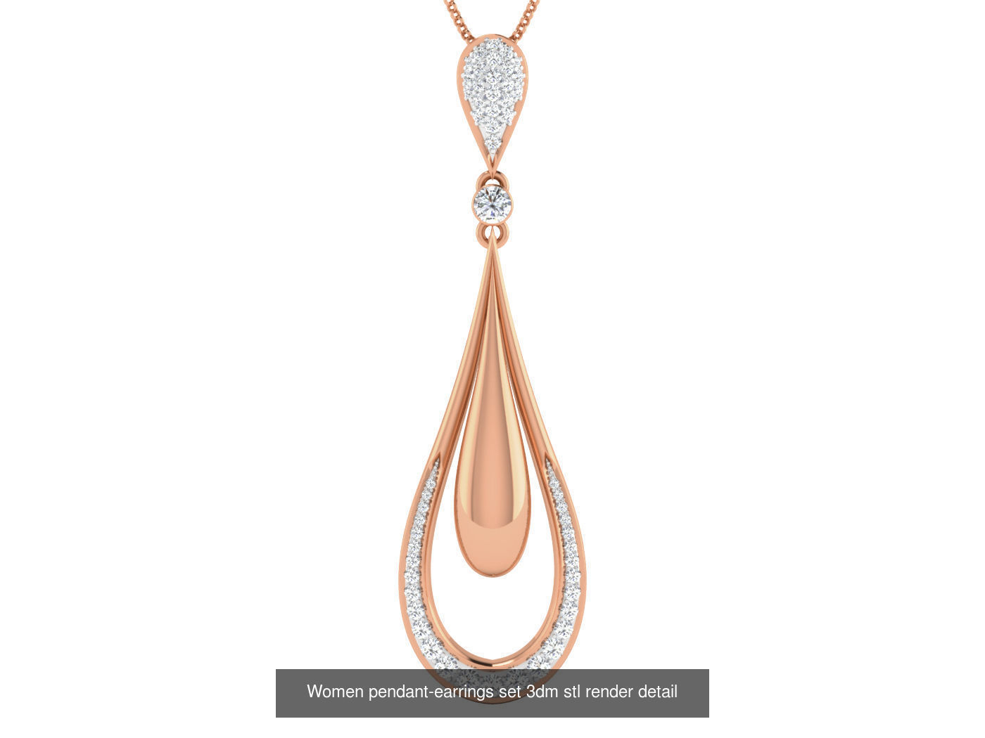 172 Women pendant-earrings set 3dm render detail  3D Model Collection_33