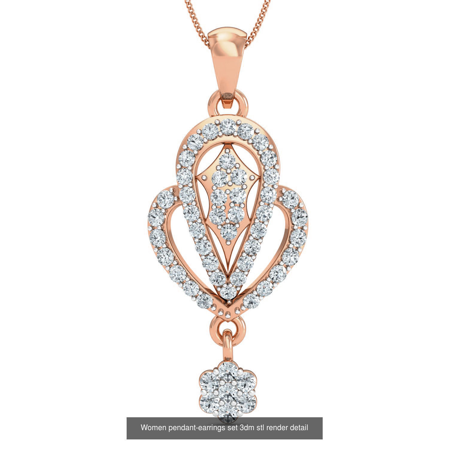 172 Women pendant-earrings set 3dm render detail  3D Model Collection_58