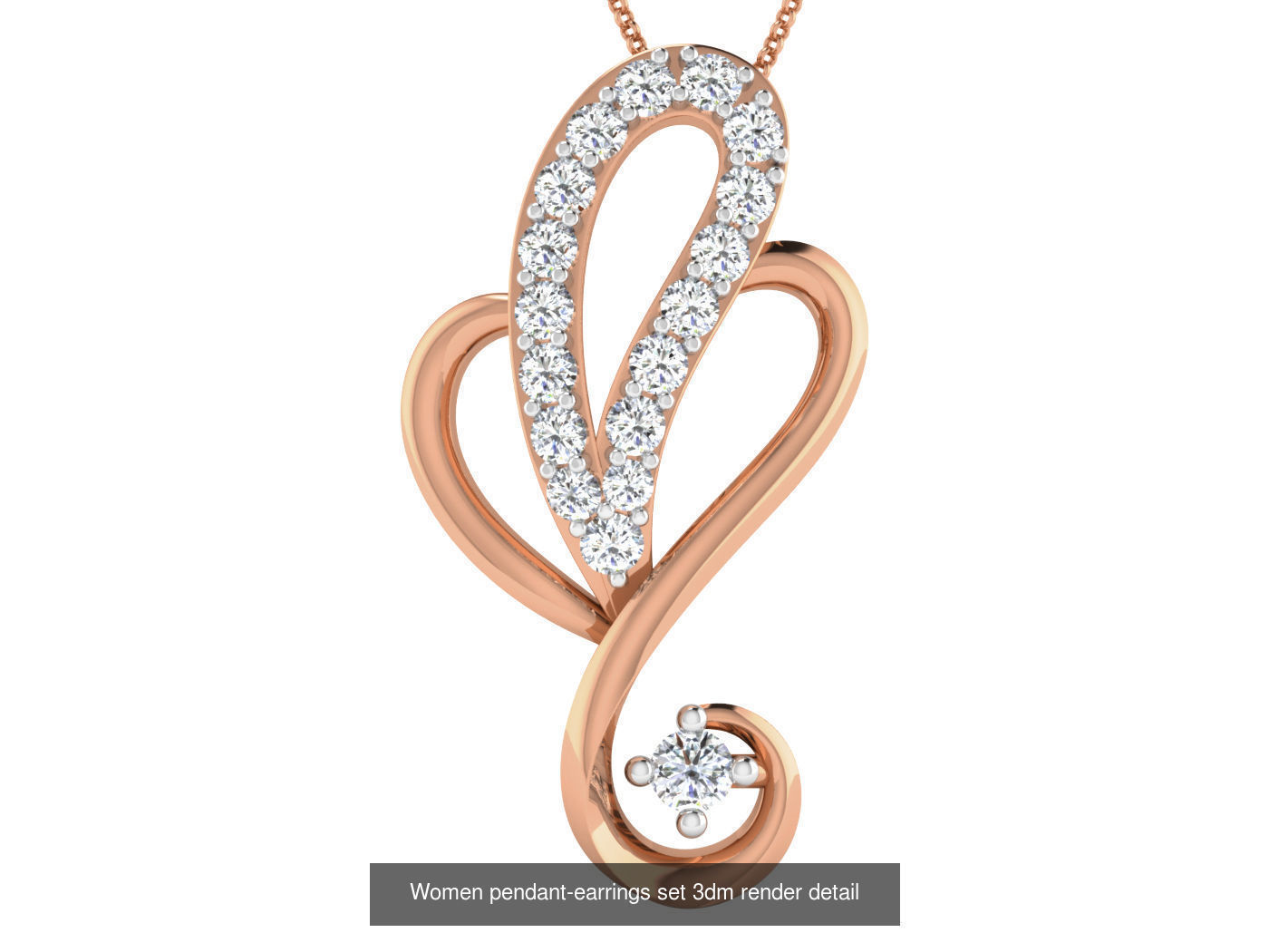 172 Women pendant-earrings set 3dm render detail  3D Model Collection_21