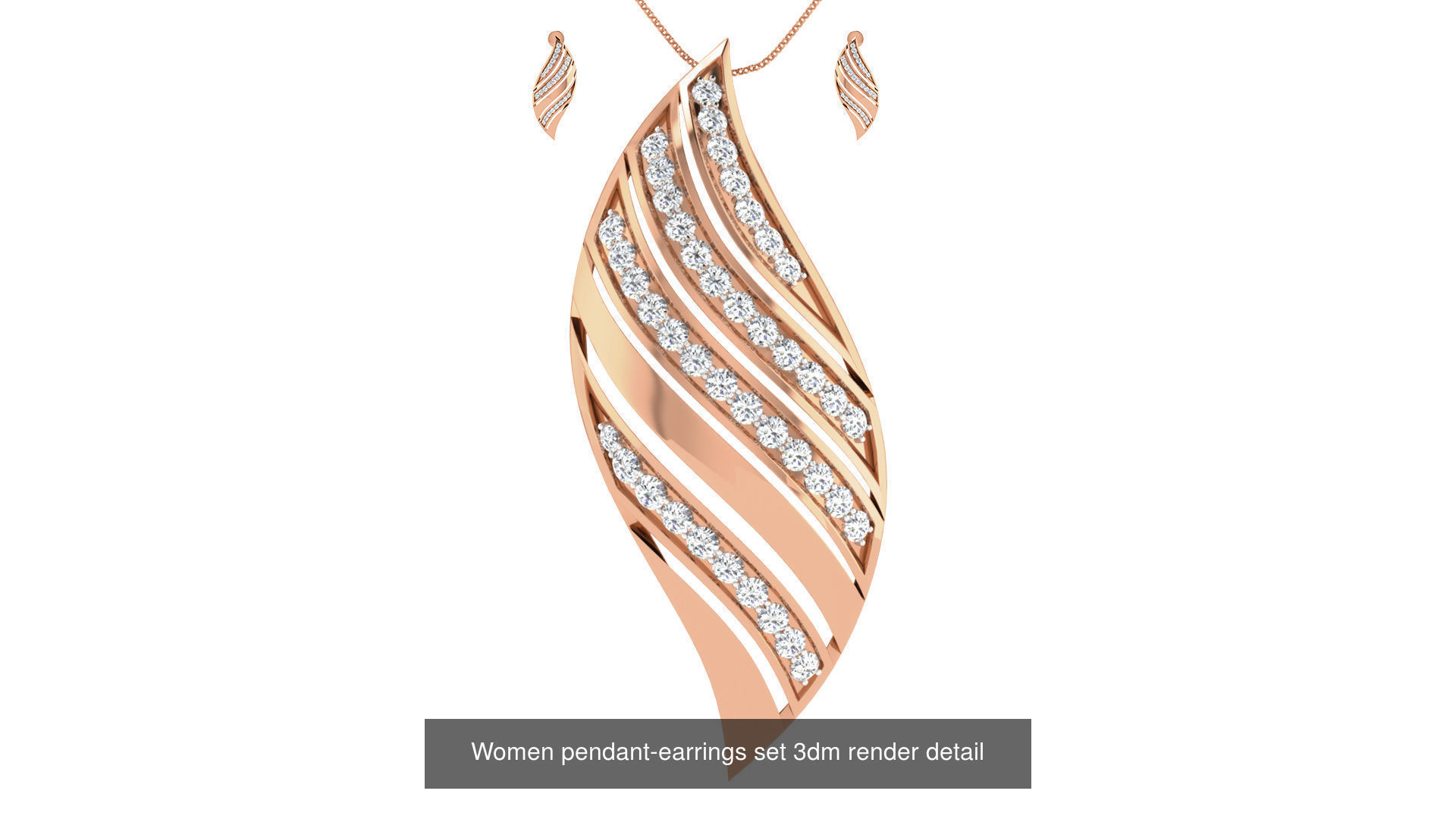 172 Women pendant-earrings set 3dm render detail  3D Model Collection_107