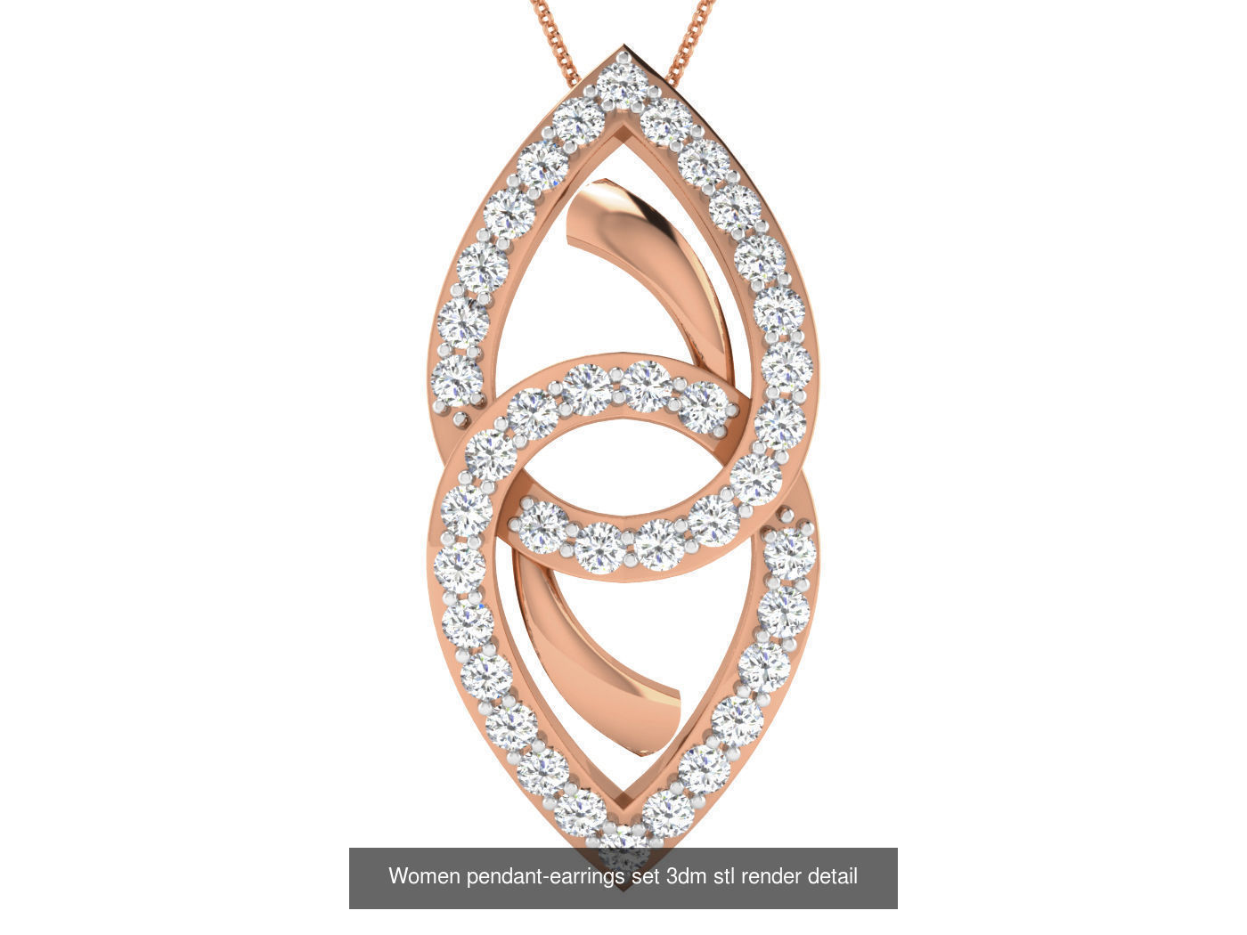 172 Women pendant-earrings set 3dm render detail  3D Model Collection_5