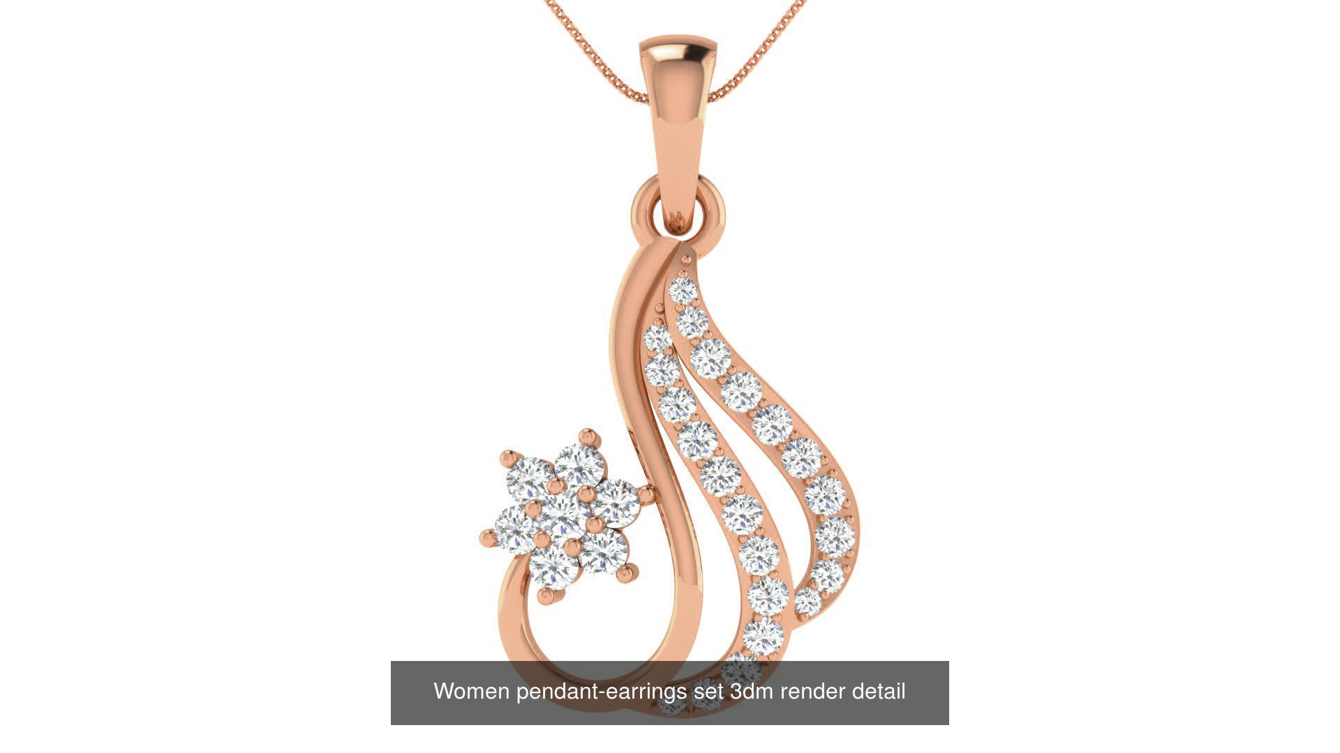 172 Women pendant-earrings set 3dm render detail  3D Model Collection_128