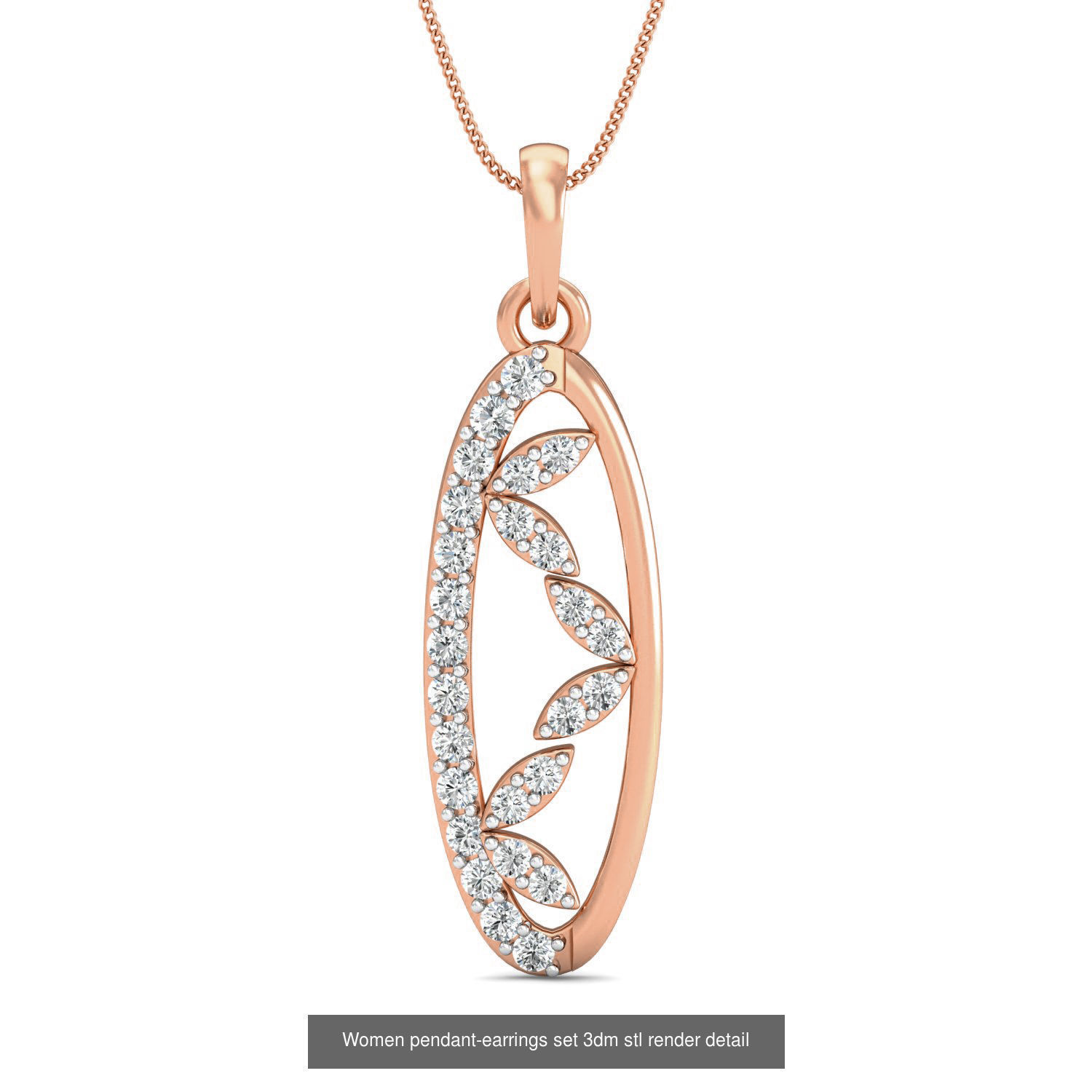 172 Women pendant-earrings set 3dm render detail  3D Model Collection_169