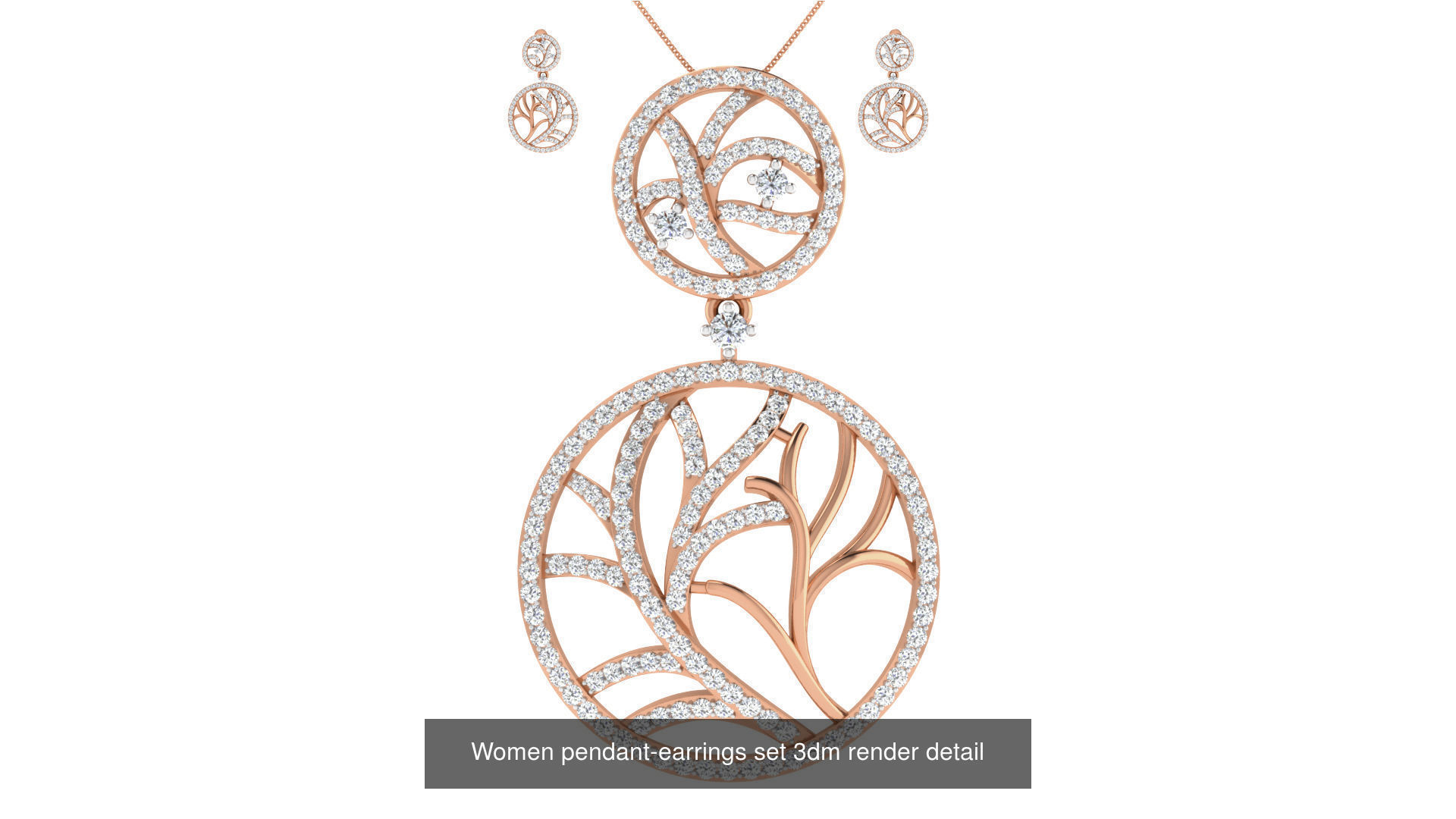 172 Women pendant-earrings set 3dm render detail  3D Model Collection_142