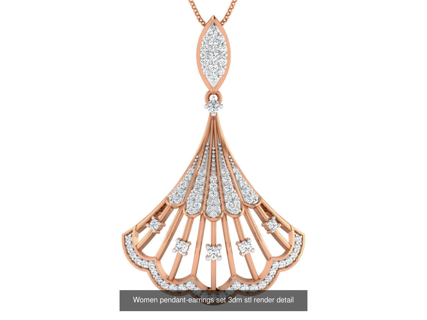 172 Women pendant-earrings set 3dm render detail  3D Model Collection_34