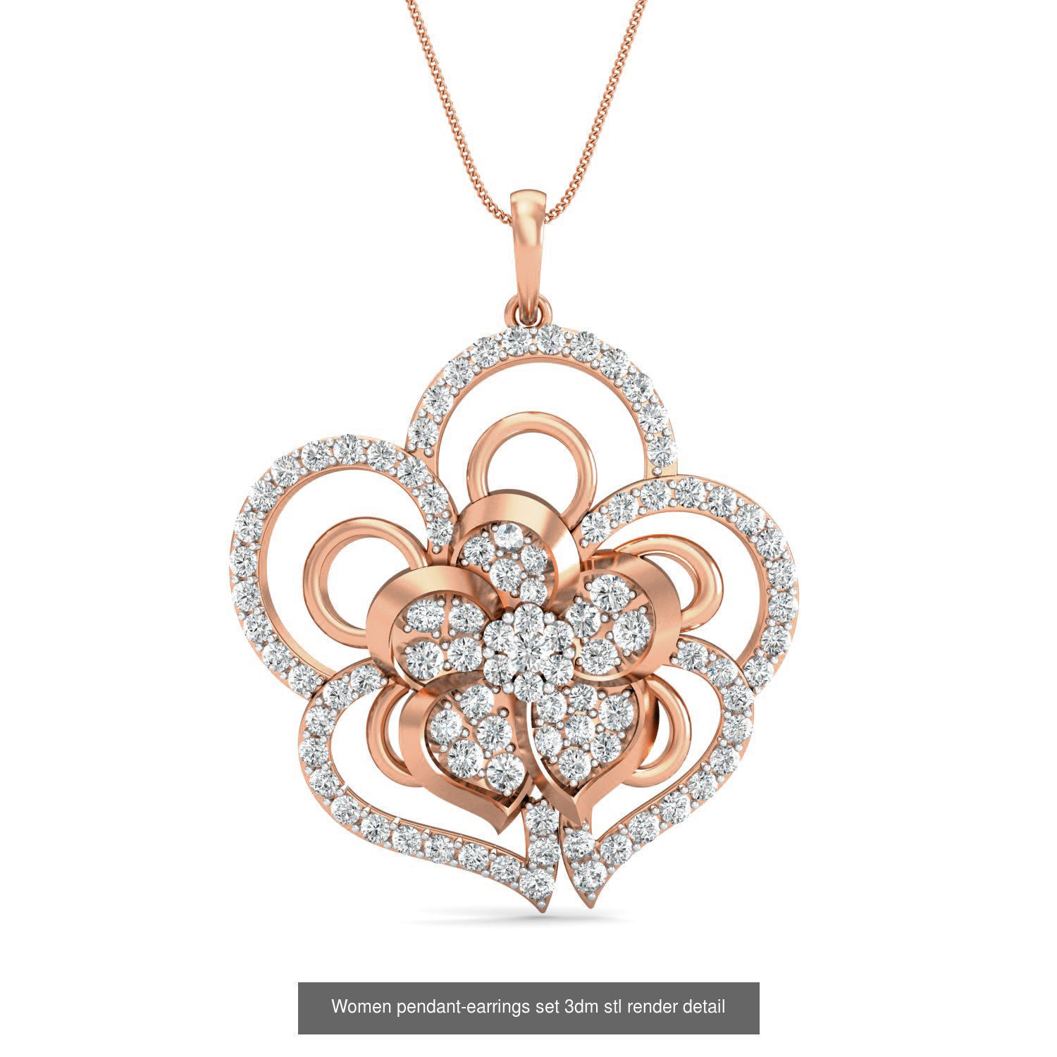 172 Women pendant-earrings set 3dm render detail  3D Model Collection_155