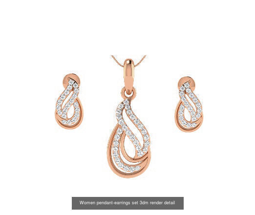 172 Women pendant-earrings set 3dm render detail  3D Model Collection_136