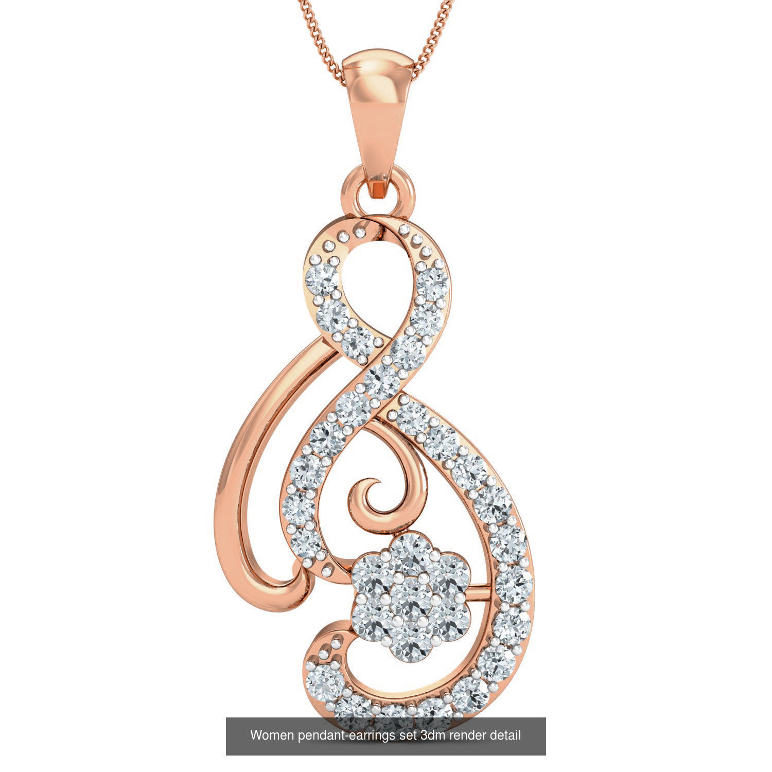 172 Women pendant-earrings set 3dm render detail  3D Model Collection_67