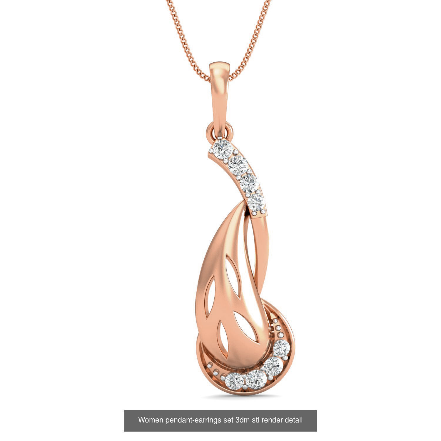 172 Women pendant-earrings set 3dm render detail  3D Model Collection_152