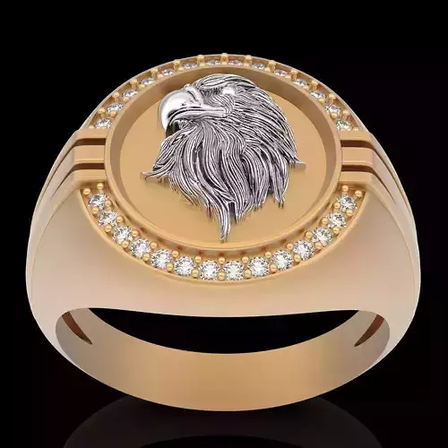 Eagle ring gold printable jewelry 3D model