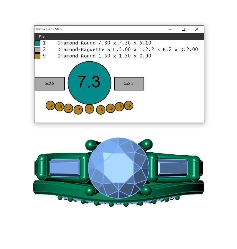 Ring466 diamond engagement ring with baguettes and baguettes 3D print model_6