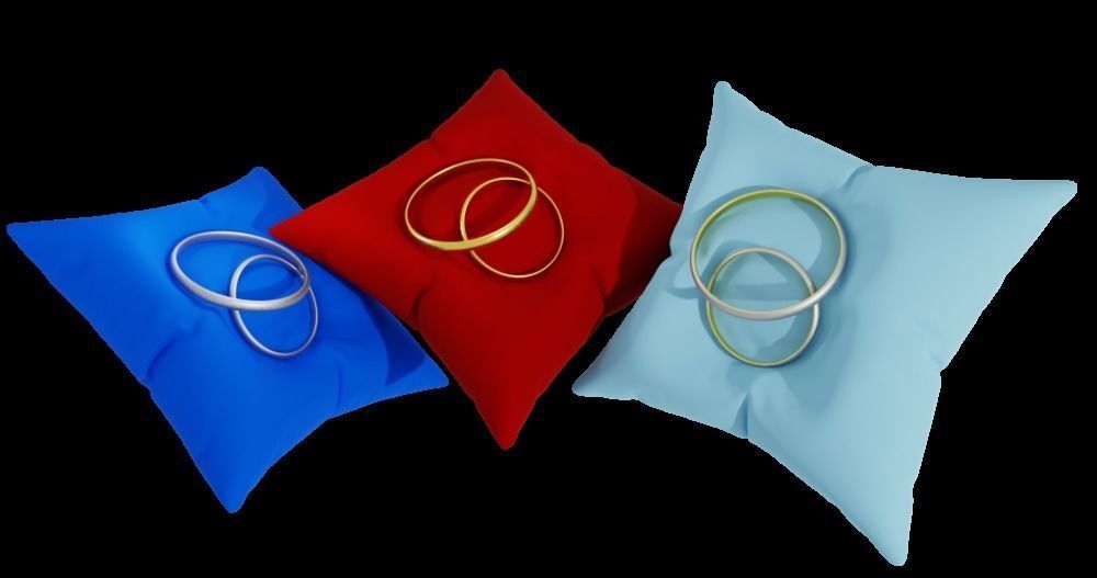 3D Ring Jewelry and Pillow low and high poly Set 3D model_8