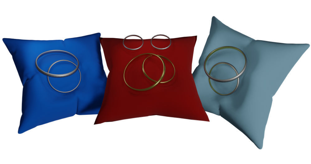 3D Ring Jewelry and Pillow low and high poly Set 3D model_69
